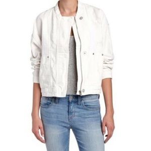 NEW Free People Distressed White Denim Jacket